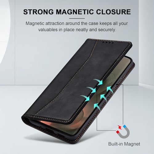 Image of Jasonyu Flip Wallet Case for Motorola Edge (2025) /60 /60 Pro /Fusion,Black