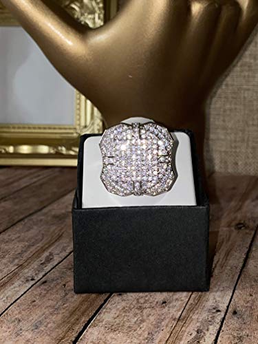 Shop-Igold 14K White Gold Finish Cz Iced Out Big Pinky Ring For Men Hip Hop - Men's Cz Ring, Perfect Ring, Wedding Rings, Promise Ring, Cz Engagement Ring, Wedding Bands 6-10 (9) #TOP3