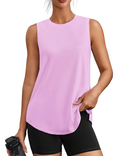 Image of PINSPARK Workout Tank Tops for Women UPF 50+ Side Slits Athletic Gym Shirt