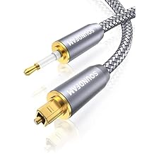 كابل Toslink إلى Mini Toslink كابل صوت بصري لمكبر الصوت. انتبه،لا يمكن تحويل الإشارات التناظرية إلى رقمية، وليس قابس AUX مقاس 3.5 مم بطول 10 أقدام/3 أمتار