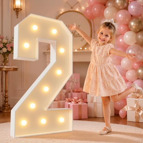 imprsv 4FT Marquee Numbers 2 Light Up Sign for 2027 Graduations Decor