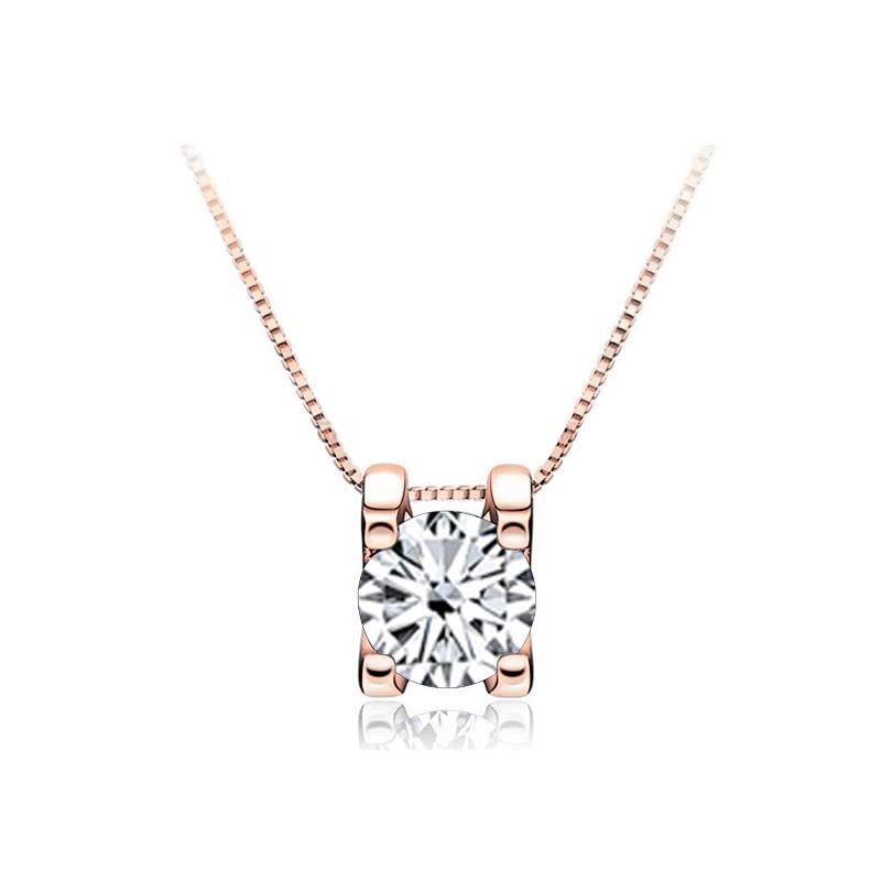 Collana Pendente Moissanite 1ct per Le Donne Gioielli da Sposa in Argento Sterling Color Oro Rosa 925