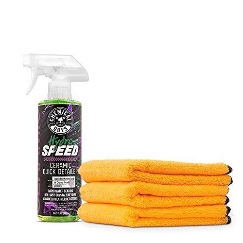 Image of Chemical Guys Chemical Guys-WAC23316 HydroSpeed Ceramic Quick Detailer (16oz) MIC 506 03 Professional Grade Premium Microfiber Towels, Gold 16 inch x 16 inch, Pack of 3