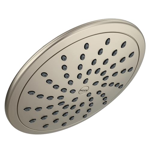 Moen Brushed Nickel 8-Inch Fixed Single Function Round Wide Rainshower Showerhead, 2.5 GPM, 6345BN