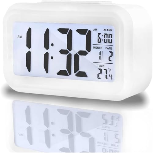 Yuanzeco 4.5" Digital Clock with Temperature Display, White