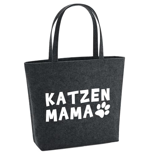 Huuraa Filzshopper Katzenmama Tapse 22 Liter Charcoal Melange Filztasche Geschenkidee