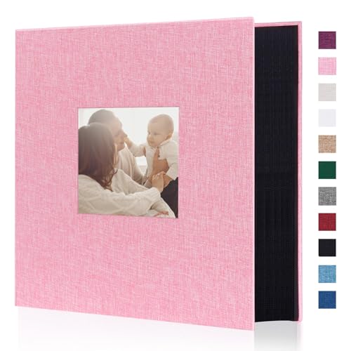 Image of Artmag Fabric Photo Album 4x6 600 Large Capacity for Family Wedding Anniversary Linen Album Holds 600 Horizontal and Vertical Photos (600 Pockets, Pink)