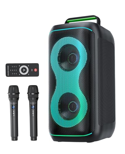 Enceinte de karaoké GKD61 400W à double subwoofer avec réglage basses et aigus