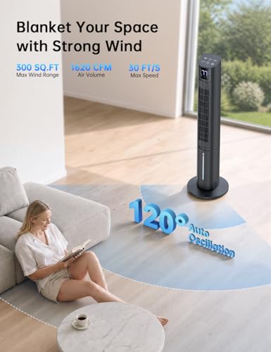 Image of 45 inch Swamp Cooler Air Conditioner, 25dB Ultra-Quiet Sleep Mode, 4L Dual Tank Cooling 24H, 120 Swing Windowless Air Conditioner for Bedroom, 12H Timer, 3 Speeds & 4Modes Evaporative Air Cooler