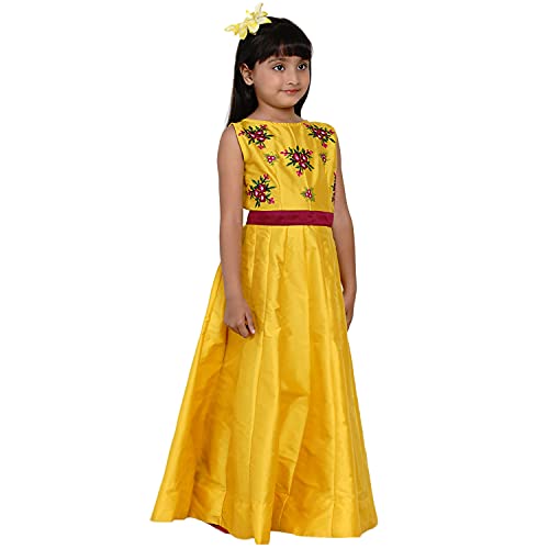 Image of Bitiya By Bhama Girl's Silk A-Line Knee-Length Casual Dress