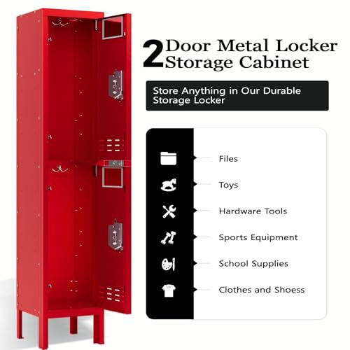 Image of BUTISOW Metal Lockers - 66 inch Height Steel Lockers for Employees with 2 Door Storage Locker with Card Slot for Employees Gym School Home Office Garage - Assembly Required