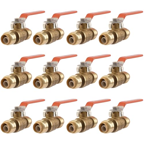 Image of SharkBite 1 /2 Inch Ball Valve, Pack of 4, Push to Connect Brass Plumbing Fitting, Water Shut Off, PEX Pipe, Copper, CPVC, PE-RT, HDPE, 22222LFJ3