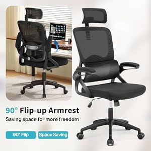 Nexthro Ergonomic Office Chair, Mesh Office Chair with Lumbar Support, High Back Desk Chair with Flip-up Arms, 400 lbs Big and Tall Computer Chair with Headrest, Comfy Desk Chairs — photo 5 of 6