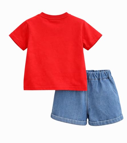 Image of Bold N Elegant Kids Half Sleeve 3D Cartoon Tiger Cotton T-Shirt with Denim Shorts Summer CLothing Set for Infant Toddler Preschool Boys n Girls | Cook Outfit For Kids