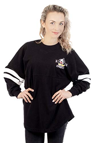 Disney Jersey Women's Mickey Mouse Long Sleeve Crew Neck (Black, X-Large)
