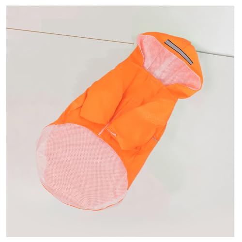 犬のレインコートカッパレインコート二重蛍光安全反射服ポケット付きフード付きジャケット防風防雨防水防寒 着脱は簡単です 犬カバーマジックシート散歩ロープ接続網目おしゃれ雨具傘犬用マント小型犬、中型犬に適している (オレンジ, M)