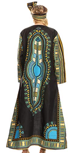 Image of Sakkas Soledad Women's Long Sleeve Open Front Cardigan Dress Coat Dashiki African