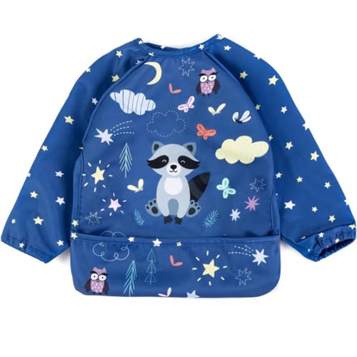 HOMYBABY® Baberos bebe impermeables de PUL laminado suave, transpirable y resistente - Babero con mangas Baby Led Weaning - Baberos BLW ajustable - Baby infantil plastificado con mangas, 6 a 36 meses