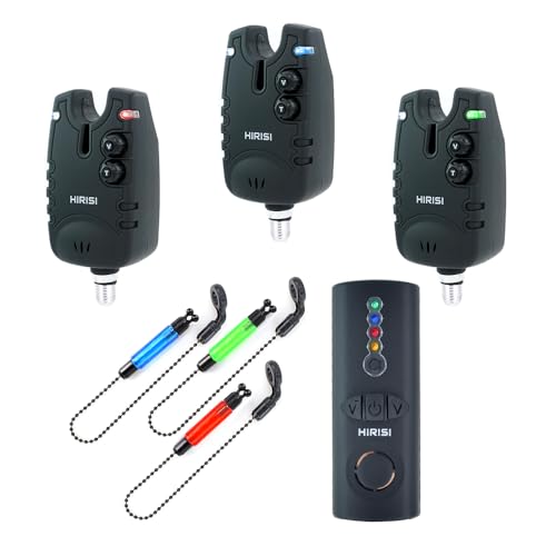 Hirisi Tackle Alarmas de pesca de carpas con receptor y swingers en estuche de protección (SQ-3)