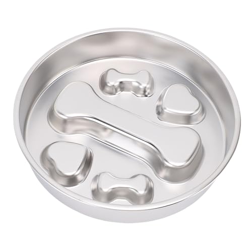 Naroote Ciotola per Cani Ad Alimentazione Lenta, Ciotola per Animali Antisoffocamento in Acciaio Inossidabile, Contenitore per Alimenti Antiscivolo per Cani e Gatti per Rallentare il Consumo