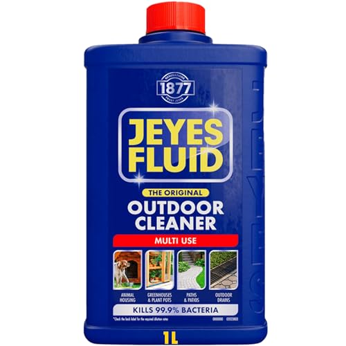 Jeyes Fluid Outdoor Cleaner (1 Litre). Multi Use Disinfectant Liquid - Kills 99.9% Bacteria Patio Cleaner Fluid for Greenhouses Paths Pet Housing - Tackles Dirt Rust & Limescale - Protects Family