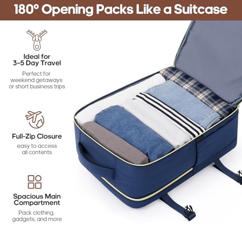 Image of Luggage Sets 3 Piece, Carry On Luggage 20In With Spinner Wheels,PC Hardside Suitcase Set with TSA Lock,Durable Carry On Suitcase With Travel Backpack for Men (Navy Blue, 3 piece set (BP /20inch))