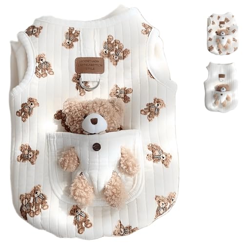 Cute Pet Apparel Plush Bear Pattern Cartoon Dog Clothes All Season Sleeveless Puppy Kitten Pullover...