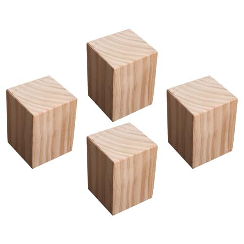 ITTRUH Elevadores de Muebles, 4 Piezas de Patas cuadradas de Madera Maciza for mesas, Camas, sofás, gabinetes de Escritorio, agregan Entre 3 y 20 cm de Altura Color: Color Madera(6 x 6 x 8cm)