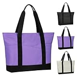Boomistry Large Travel Tote Bag for Women with Laptop Compartments and Zipper,Commuter Tote for Daily Work Shopping (Purple)