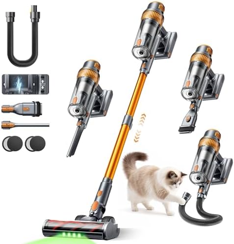 Cordless Vacuum Cleaner, 55KPa 650W 70Mins Stick Vacuum Cleaners ...