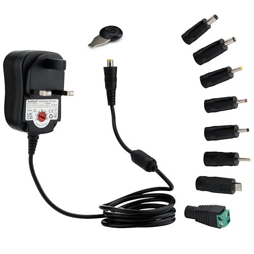 Universal Power Adapter AC to DC Converter with 8 Tips Multi Voltage Power Supply 3V12V 240V to 12V Adapter Mains to Plug Universal Charger for Electronics