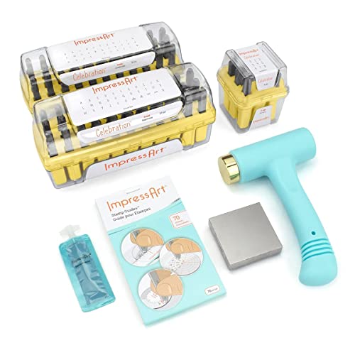 ImpressArt - Metal Stamping Bundle Includes Letter, Number and Tools Metal Stamping Set for Hand Stamped Jewelry (Celebration, Letter, Number & Tools)