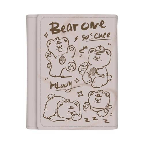 Cute Wallet Girls Coquette Accessories, Kawaii Trifold Wallet Card Holder Aesthetic Trendy Pocket Card Case Wallet (Bear)