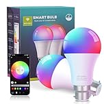 FRIDEKO HOME Smart Light Bulb - WiFi Bayonet Light Bulbs, LED Color Changing Light Bulb Work with Alexa and Google Assistant, 10W B22 RGBCCT Dimmable Lightbulbs, 800LM,2 Packs
