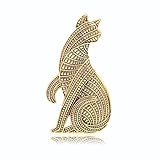 Brooch pins Women Enamel Crystal Animal Insect Pin Lapel Pin Large Safety Pin (Retro Cat)