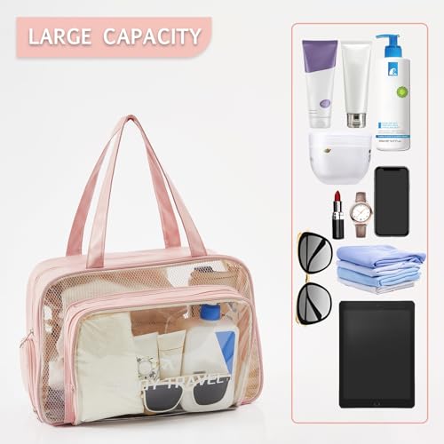 Waterproof Beach Tote Bag, Clear Bag for Women with Shoe Compartment, Transparent Gym Tote Bag for Sports Travel Pool2