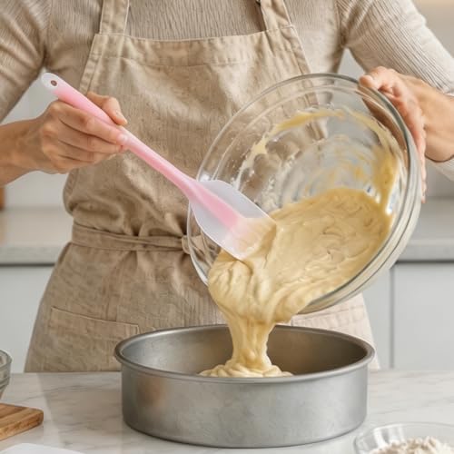 Image of 2Pcs Silicone Spatulas,Translucent Heat Resistant Flexible Non-stick Spatula,Food Grade Kitchen Essential Grip Gadgets Premium Scraper(Pink,Mix)