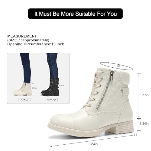 Image of STQ Womens Combat Boots Lace Up Ankle Booties With Side Zipper Fall Winter
