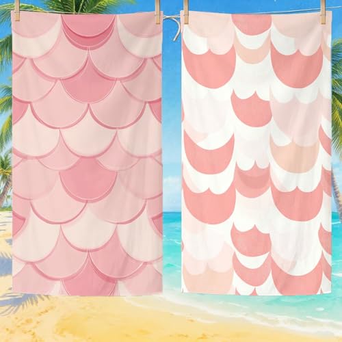 Toalla Playa Grande 80x160 cm Juego de 2, Rosa Toallas Playa Microfibra con Secado Rápido Absorbente Antiarena Protección Solar Toallas Baño para Playas Piscina Viajes Camping, Regalo Donna Q-692