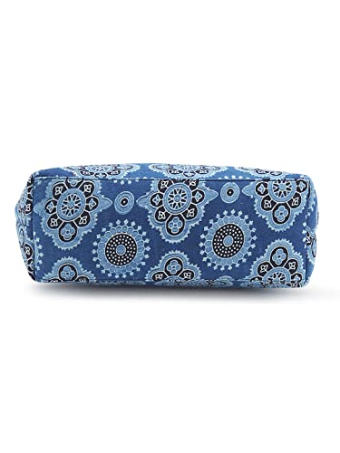 Image of NEPRI Office Pouch Tote Bag | Stylish Set of 2 Tote Bags for Women| Vegan Leather & Handblock Printed Fabric Handbag with Double Handle Shoulder Strap| Daily & Travel Use