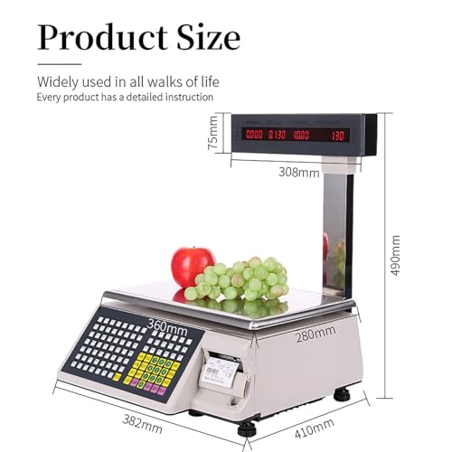 Báscula comercial con impresora y pantalla LED doble 15 kg miniatura 6