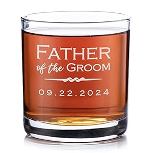 Lifetime Creations Personalized Father of the Groom Whiskey Glass Custom Engraved Glassware Gift for Wedding Day from Son or Daughter In Law Made In The USA Dishwasher Safe