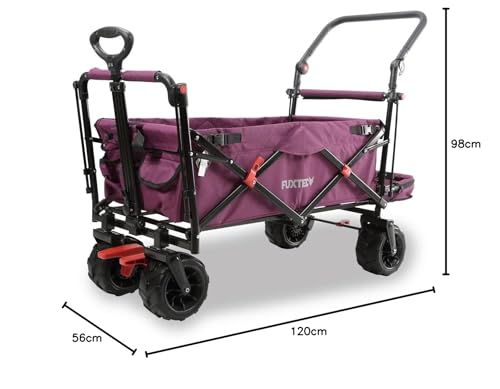 Carrello Da Spiaggia Pieghevole Fuxtec CTB800 - Viola - Pieghevole Con Ruote Larghe, Tetto, Freno Anteriore E Posteriore - Adatto Ai Bambini - L'originale Bollerwagen Fuxtec - 9