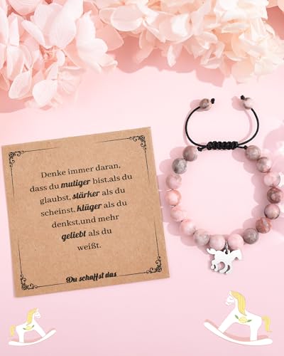 BOCHOI Pferde Armband für Mädchen Geschenke,5 6 7 8 9 10 11 12 jahre Geburtstags Geschenk für Mädchen, Weihnachten Armband Natursteine Geschenke Tochter Schwester Enkelin Tochter Nichte Freundschaft