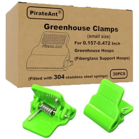 PirateAnt Greenhouse Clamps for 0.157-0.472inch Greenhouse Hoops(Fiberglass Support Hoops),Plant Support.for Fixing Plant Cover,Greenhouse Plastic Sheeting,Film Row Cover,Garden net. Cover