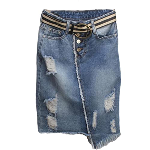 Jupe en jean asymétrique femme Alloaone jupe bleue en denim 44