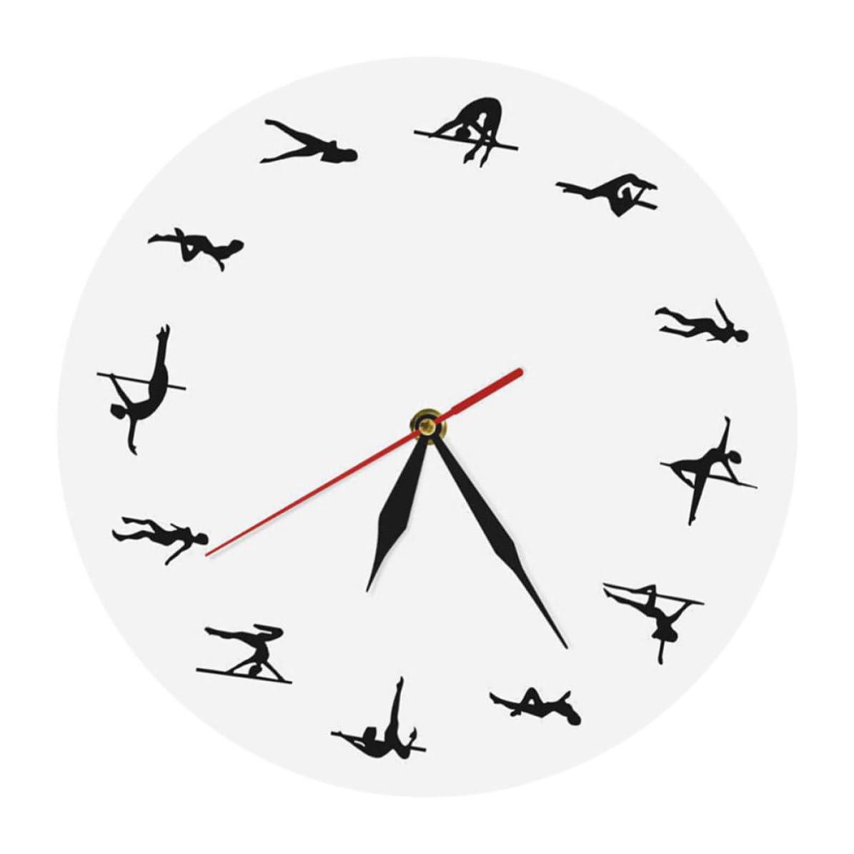 Horloge murale en acrylique blanc CANIGHT design silhouette de danseuse de pole silencieuse