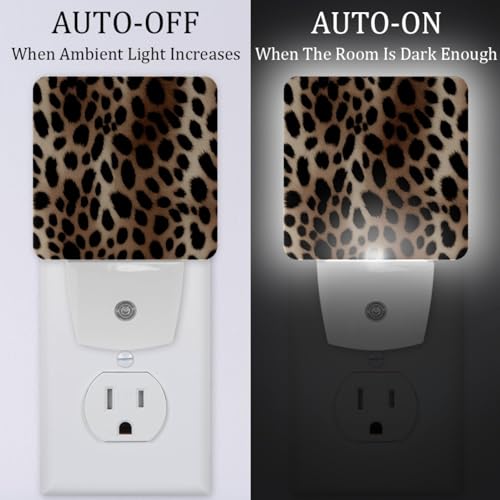 Image of NEWzone Leopard Print Night Light [2 Pack], Plug in Wall Led Night Lights Decor for Boys Girls Room, Dusk to Dawn Sensor Wall Lamp for Stairway /Bedroom /Kitchen /Nursery Room
