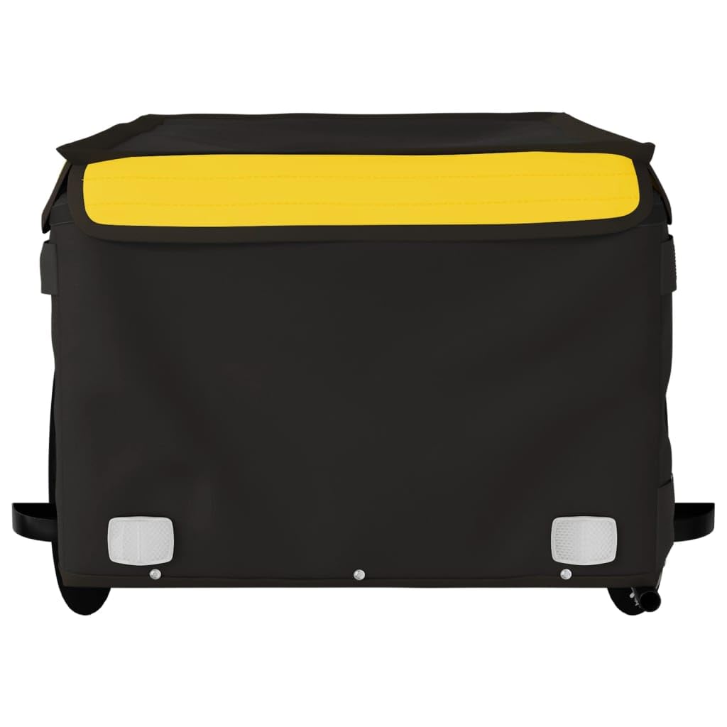 Remolque de bicicleta negro y rojo de hierro, plegable con embrague, bandera de seguridad, adecuado para transporte de equipaje, perros, niños, excursiones al aire libre, compras
