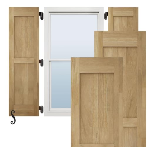 12"W x 55"H Americraft Two Equal Flat Panel Exterior Real Wood Shutters (Per Pair), Unfinished